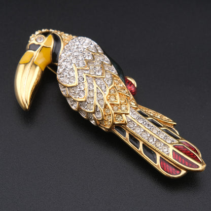 ❤️ Swarovski Toucan Brooch – Gold-Tone with Multicolor Crystal & Enamel