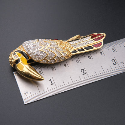 ❤️ Swarovski Toucan Brooch – Gold-Tone with Multicolor Crystal & Enamel
