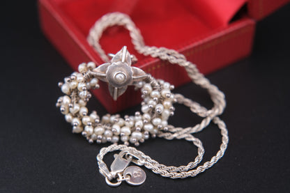 ❤️ Vintage Sterling Silver &  genuine Pearl Wreath Pendant Necklace | 925