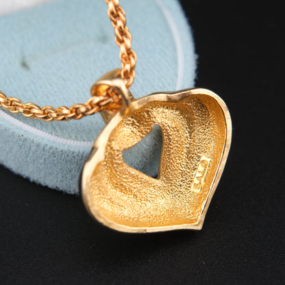 ❤️ S.A.L. Heart Pendant Necklace – Gold-Tone with Black Enamel & Clear Crystals