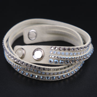 ❤️ Swarovski Slake Crystal Wrap Bracelet Ivory Suede Multi Strand Snap Bracelet