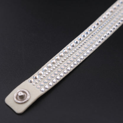 ❤️ Swarovski Slake Crystal Wrap Bracelet Ivory Suede Multi Strand Snap Bracelet