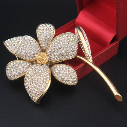 Vintage Nettie Rosenstein Pave Crystal Flower Brooch