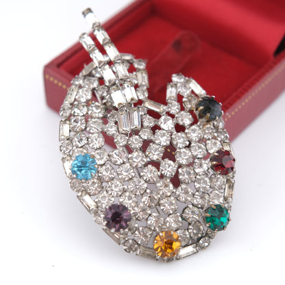 ❤️ Vintage Artist Palette Brooch – Silver-Tone with Multicolor Rhinestones