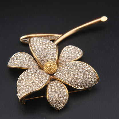 Vintage Nettie Rosenstein Pave Crystal Flower Brooch