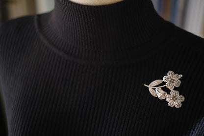 ❤️ Germany Sterling silver handmade Filigree Floral Brooch