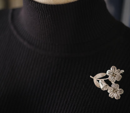 ❤️ Germany Sterling silver handmade Filigree Floral Brooch