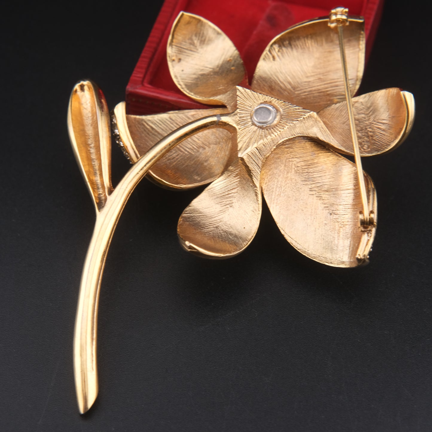 Vintage Nettie Rosenstein Pave Crystal Flower Brooch