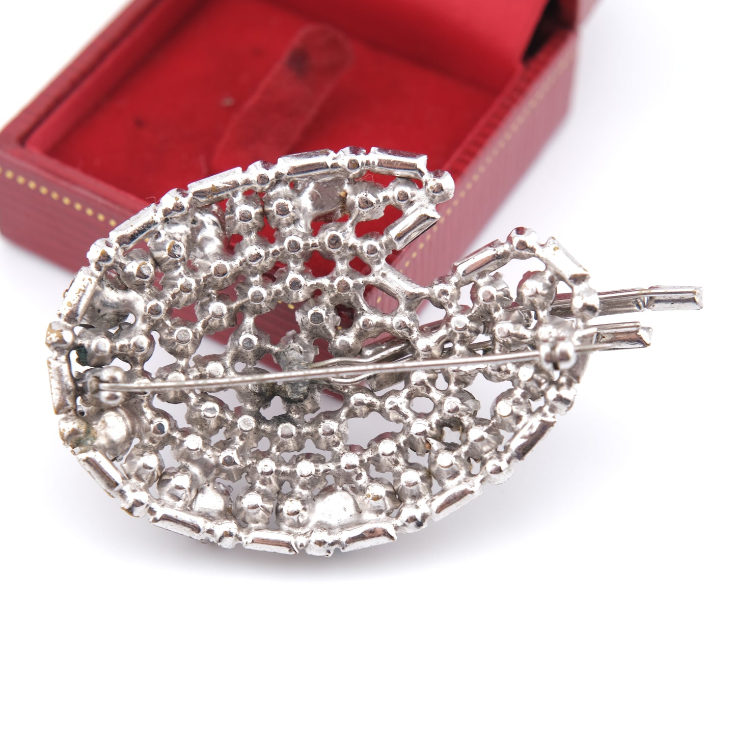 ❤️ Vintage Artist Palette Brooch – Silver-Tone with Multicolor Rhinestones