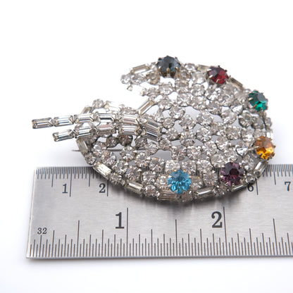 ❤️ Vintage Artist Palette Brooch – Silver-Tone with Multicolor Rhinestones