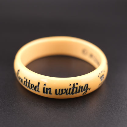❤️ Jessica Kagan Cushman Resin Quote Bangle – “I’m sorry, but all questions must be submitted in writing