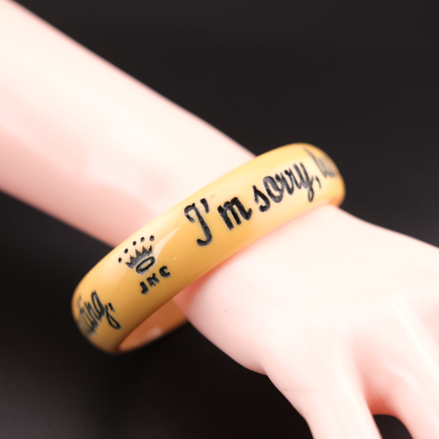 ❤️ Jessica Kagan Cushman Resin Quote Bangle – “I’m sorry, but all questions must be submitted in writing