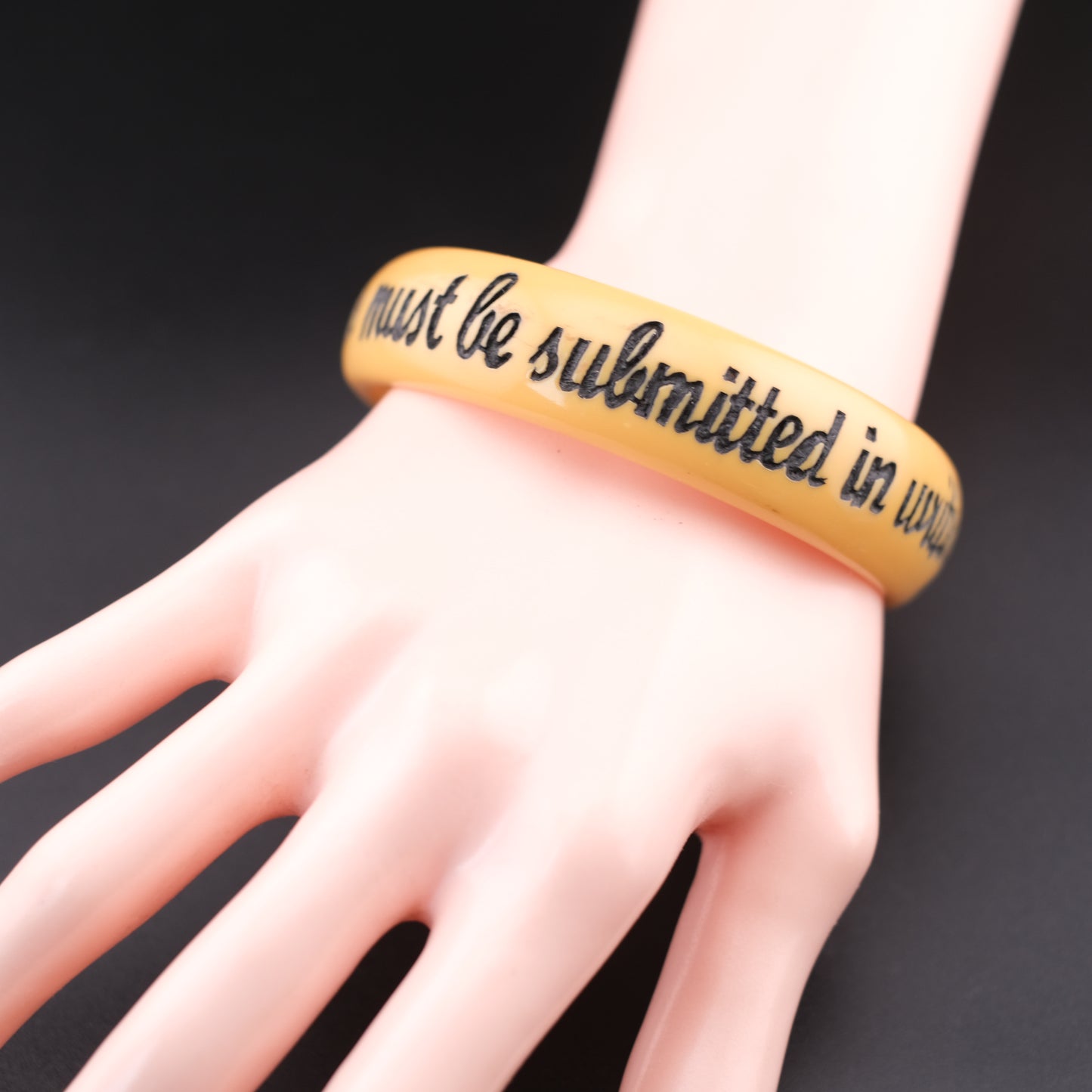 ❤️ Jessica Kagan Cushman Resin Quote Bangle – “I’m sorry, but all questions must be submitted in writing