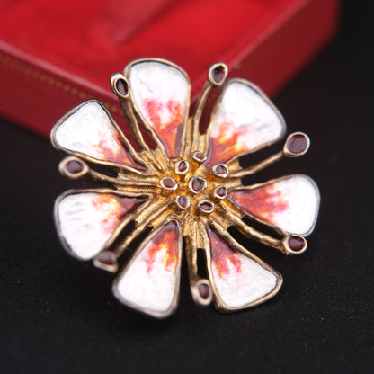 ❤️ Vintage David Andersen Sterling Silver Enamel Apple Blossom Brooch / Pendant  Design by Karl Jørgen Otteren | 1960s