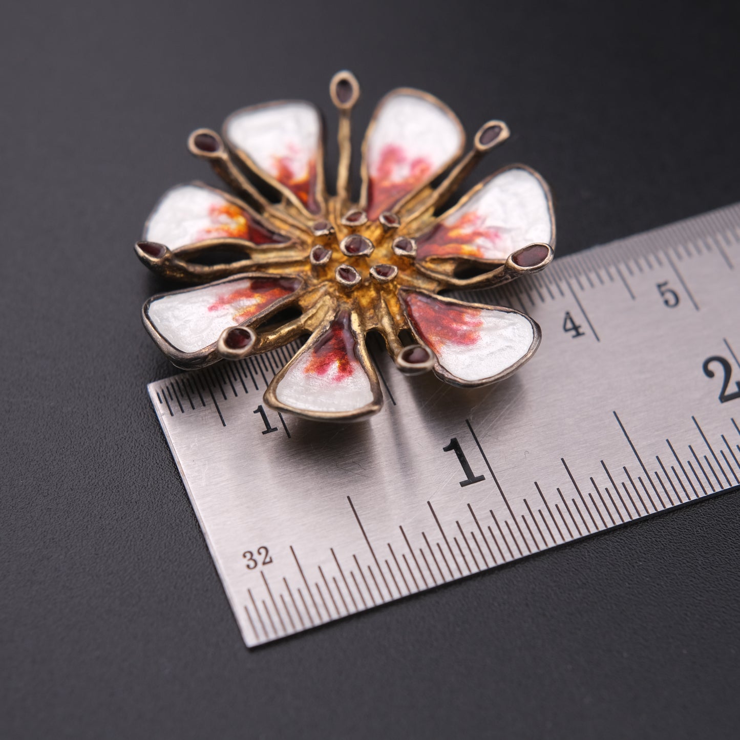❤️ Vintage David Andersen Sterling Silver Enamel Apple Blossom Brooch / Pendant  Design by Karl Jørgen Otteren | 1960s