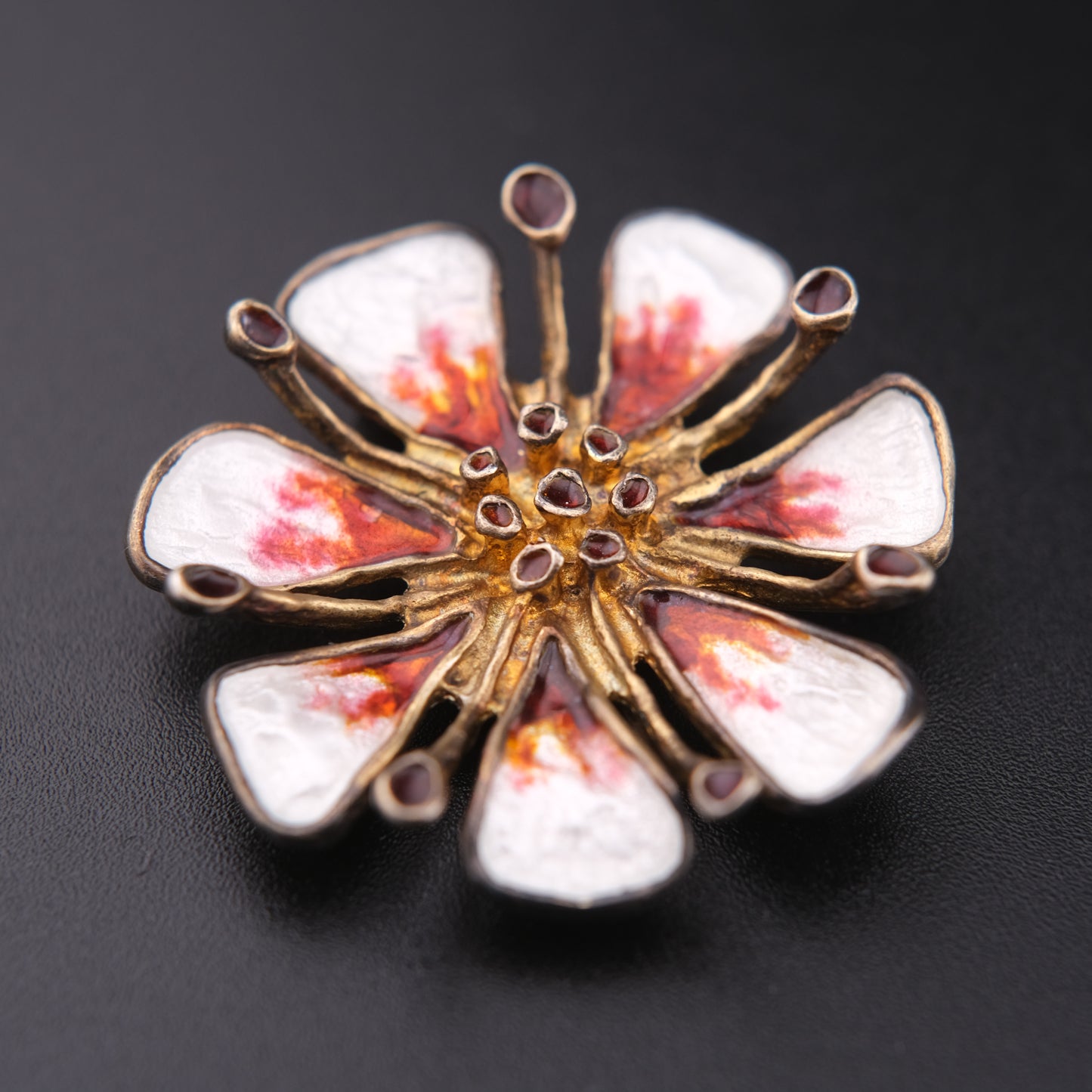❤️ Vintage David Andersen Sterling Silver Enamel Apple Blossom Brooch / Pendant  Design by Karl Jørgen Otteren | 1960s