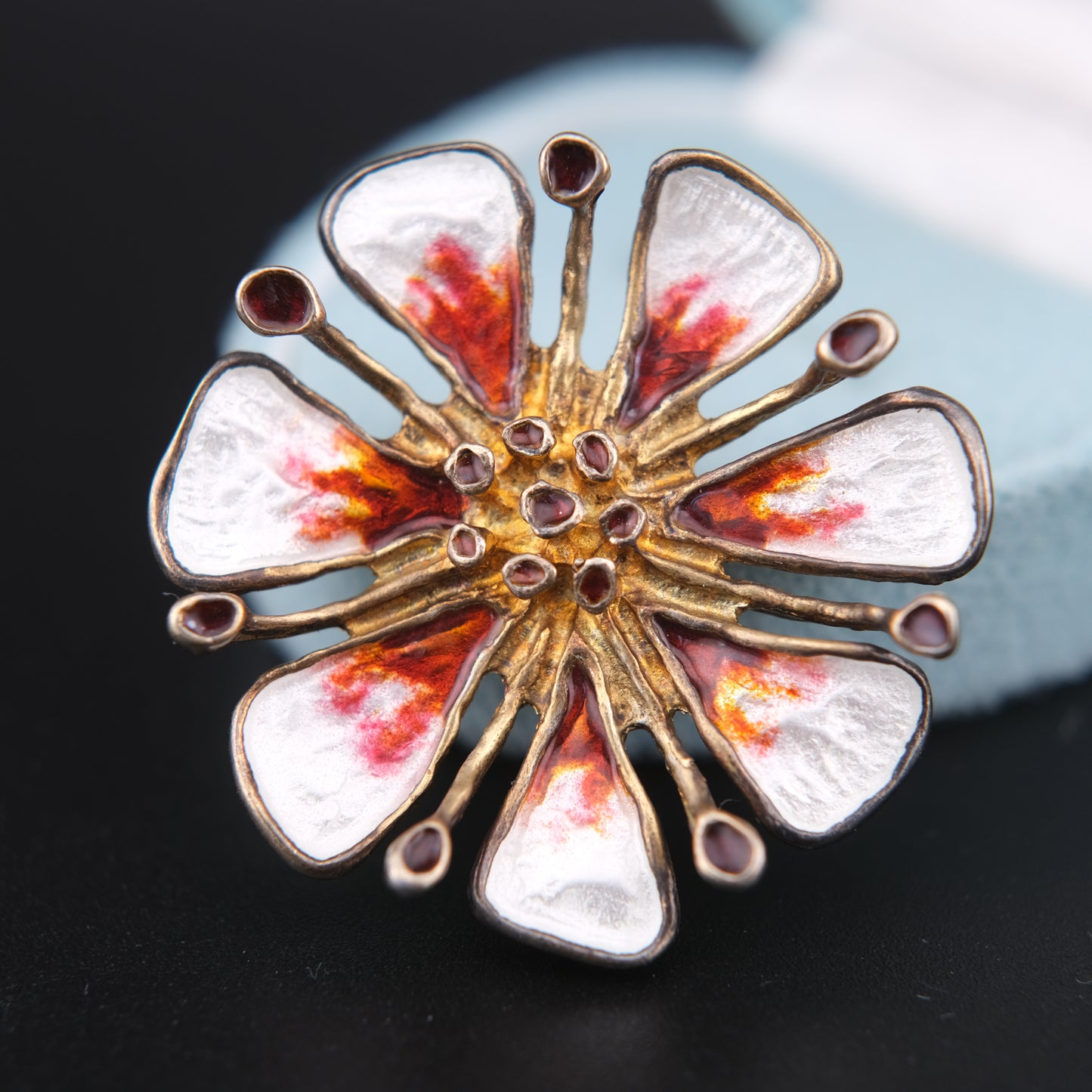 ❤️ Vintage David Andersen Sterling Silver Enamel Apple Blossom Brooch / Pendant  Design by Karl Jørgen Otteren | 1960s