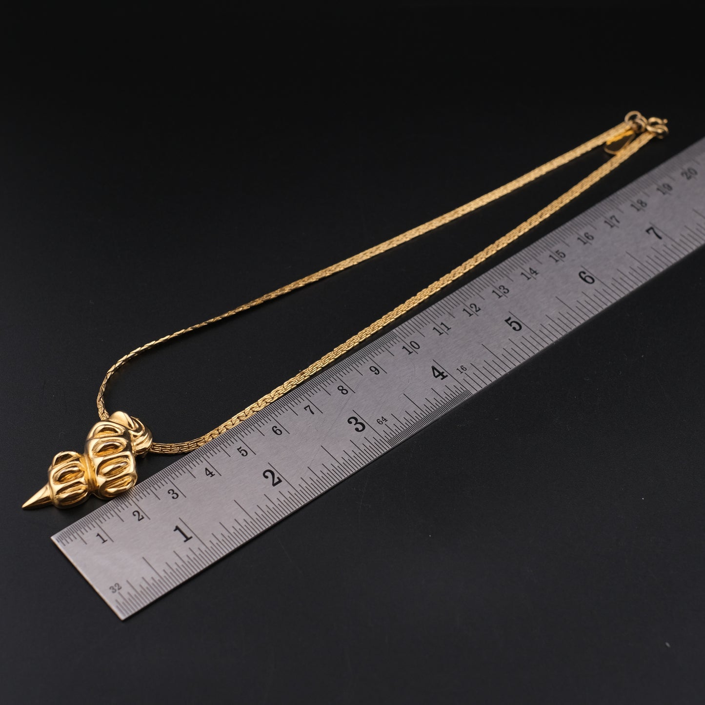 Vintage Pierre Balmain Pendant Necklace – Gold-Tone Sculptural Medallion | 16" Chain