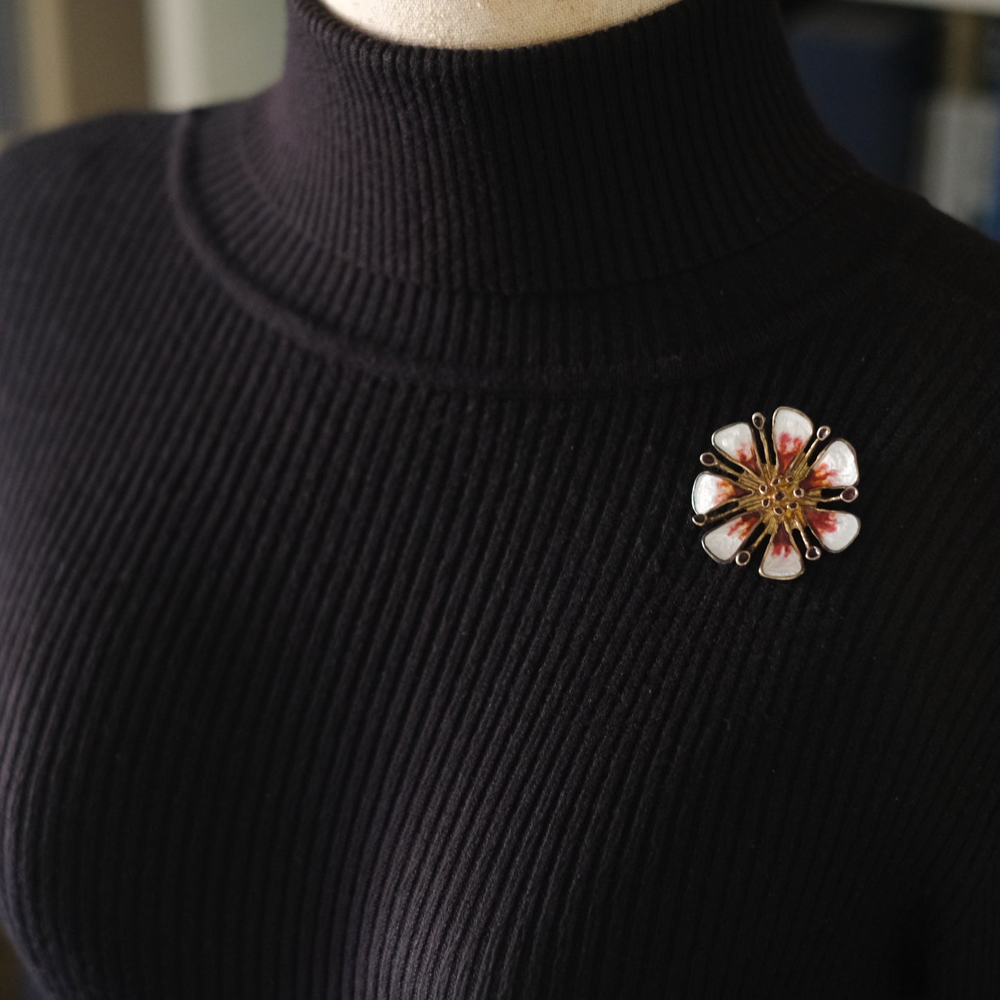 ❤️ Vintage David Andersen Sterling Silver Enamel Apple Blossom Brooch / Pendant  Design by Karl Jørgen Otteren | 1960s