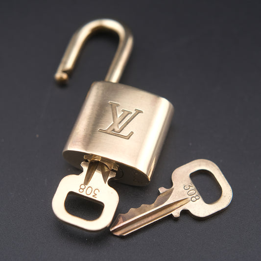 Vintage Louis Vuitton Brass Padlock with 2 Keys No. 308 – Made in France