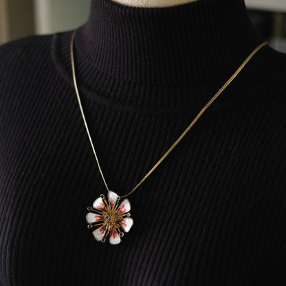 ❤️ Vintage David Andersen Sterling Silver Enamel Apple Blossom Brooch / Pendant  Design by Karl Jørgen Otteren | 1960s