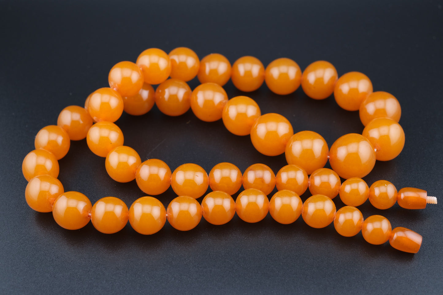 ❤️ Vintage Pressed Amber Graduated Bead Necklace Honey Orange 25"