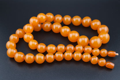 ❤️ Vintage Pressed Amber Graduated Bead Necklace Honey Orange 25"