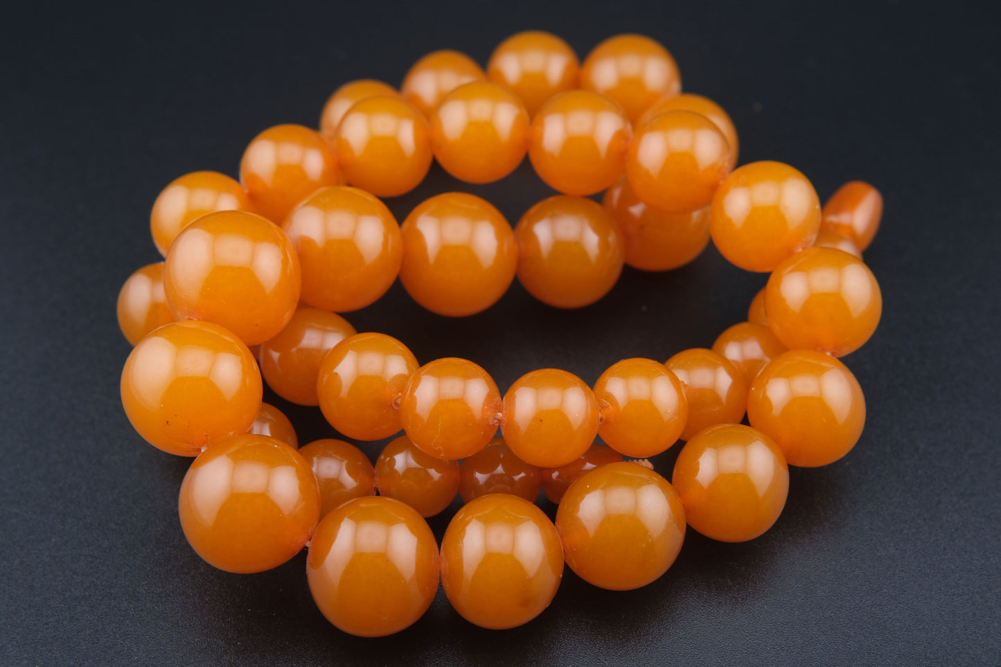 ❤️ Vintage Pressed Amber Graduated Bead Necklace Honey Orange 25"