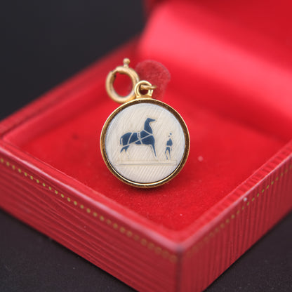 Vintage Hermès Paris Pendant – Horse & Groom Motif | Bijouterie Fantaisie