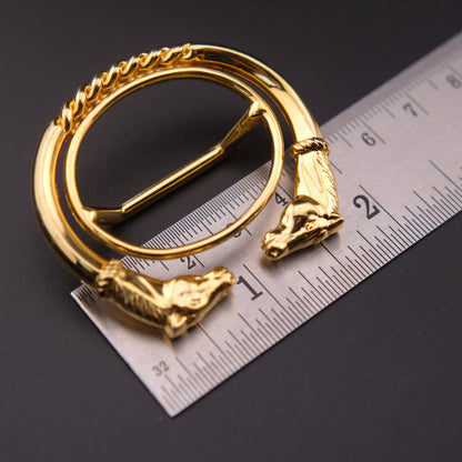 Vintage Malka Paris Horse Head Scarf Ring – Gold-Tone, Made in France