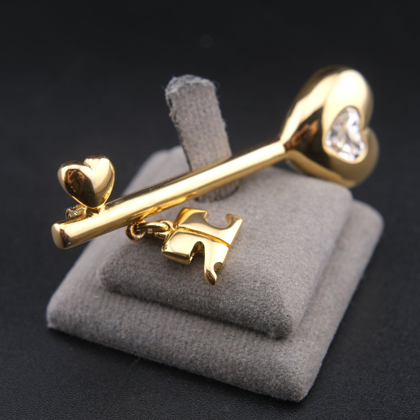 ❤️ Vintage Courrèges Heart Crystal Logo Charm Brooch Pin