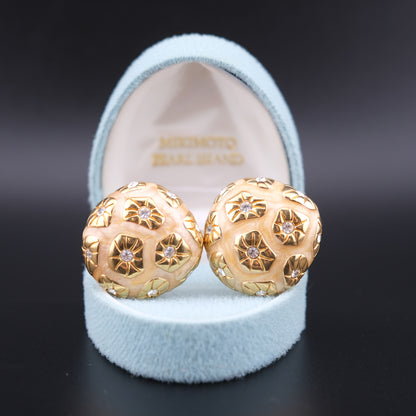 ❤️ Swarovski Dome Clip-On Earrings – Gold-Tone with Enamel & Crystal Accents