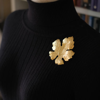 KENZO Vintage Gold-Tone Textured Maple Leaf Brooch – Paris Signed Statement Pin