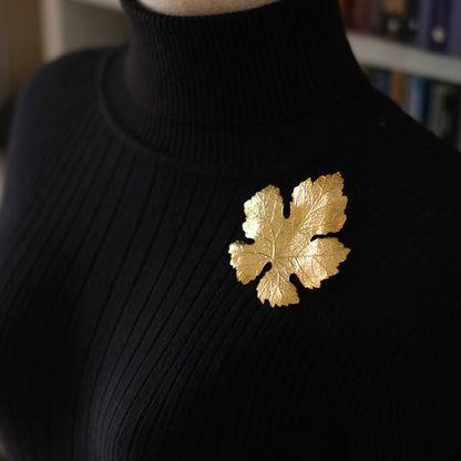 KENZO Vintage Gold-Tone Textured Maple Leaf Brooch – Paris Signed Statement Pin