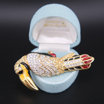 ❤️ Swarovski Toucan Brooch – Gold-Tone with Multicolor Crystal & Enamel