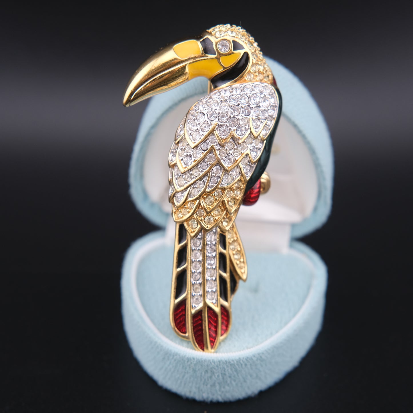 ❤️ Swarovski Toucan Brooch – Gold-Tone with Multicolor Crystal & Enamel