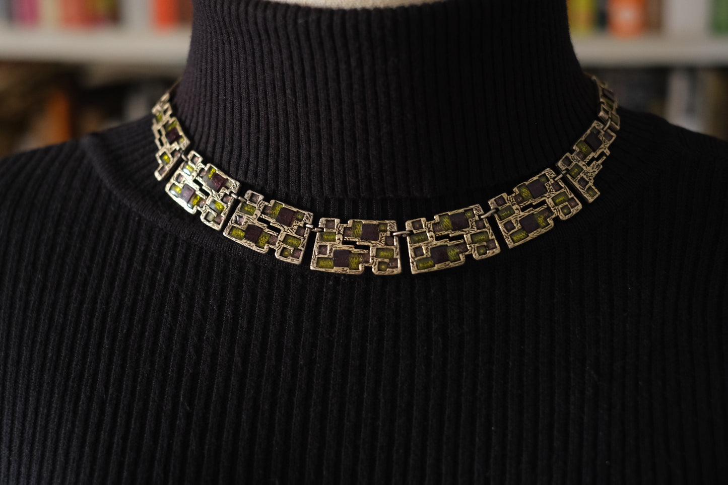 Modernist Vintage Miracle Glass Mosaic Necklace – Made in Britain, 1960s