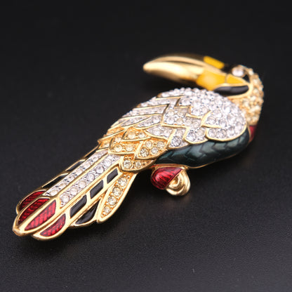 ❤️ Swarovski Toucan Brooch – Gold-Tone with Multicolor Crystal & Enamel