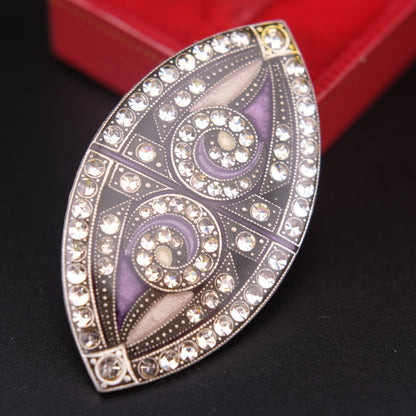 ❤️ Vintage Pierre Bex Art Deco Brooch – Purple Enamel & Crystal Marquise Design