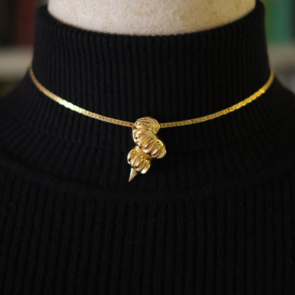 Vintage Pierre Balmain Pendant Necklace – Gold-Tone Sculptural Medallion | 16" Chain