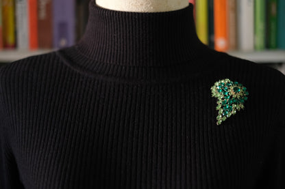 Vintage Czechoslovakian Green Rhinestone Cascade Brooch