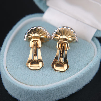 Vintage Burberrys Clip-On Earrings – Gold & Silver-Tone Ribbed Dome Design