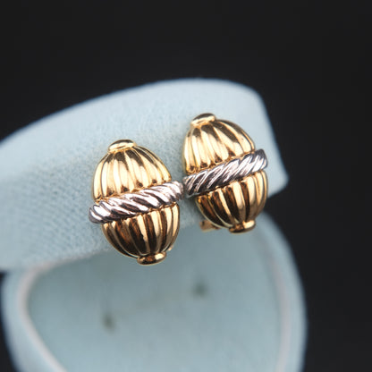 Vintage Burberrys Clip-On Earrings – Gold & Silver-Tone Ribbed Dome Design