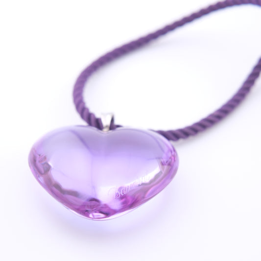 ❤️ Baccarat Crystal Heart Pendant Necklace – Purple Crystal on Cord