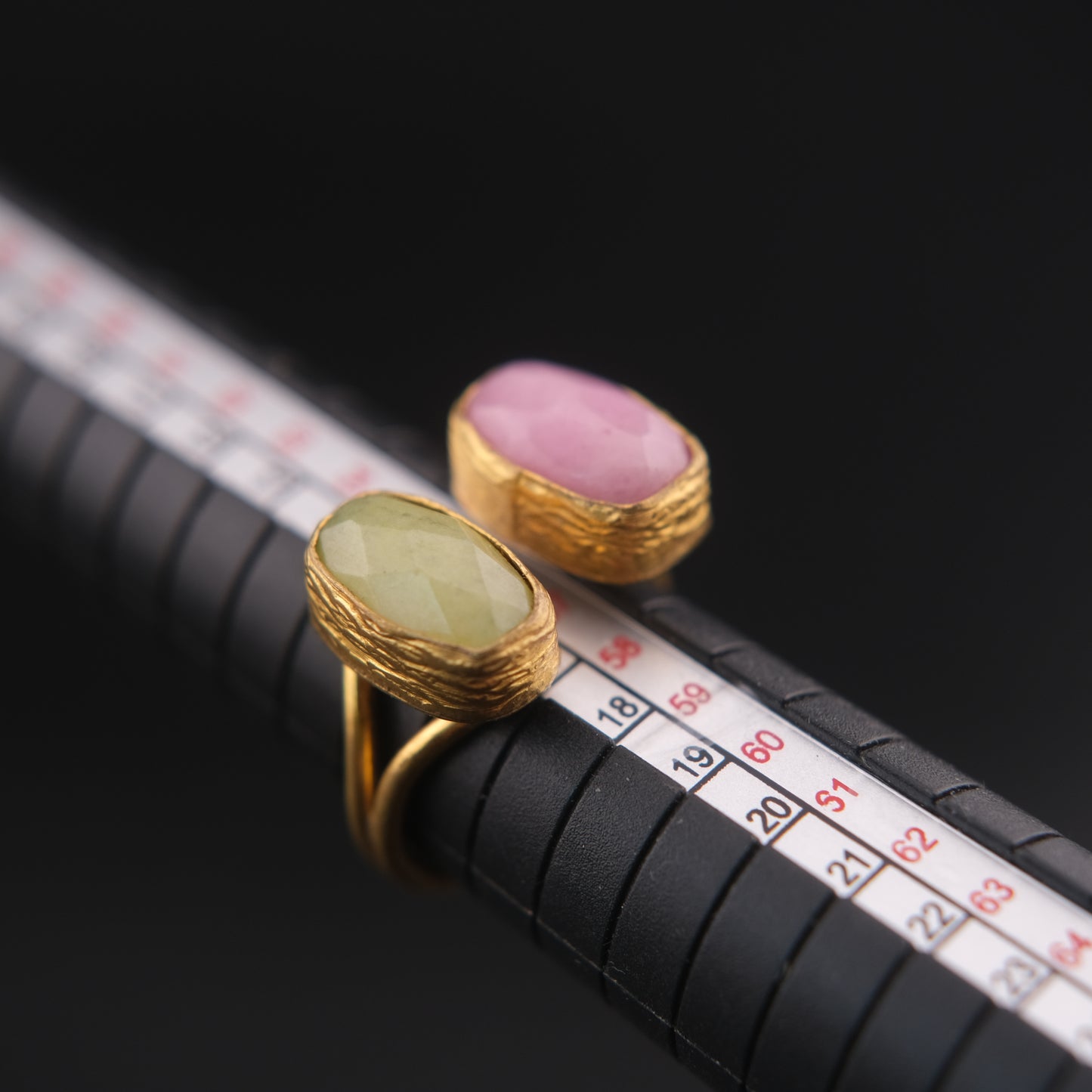 ❤️ Vintage Brass Sculptural Adjustable Ring with Dual Semi-Translucent Stones