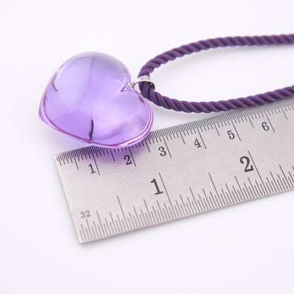 ❤️ Baccarat Crystal Heart Pendant Necklace – Purple Crystal on Cord