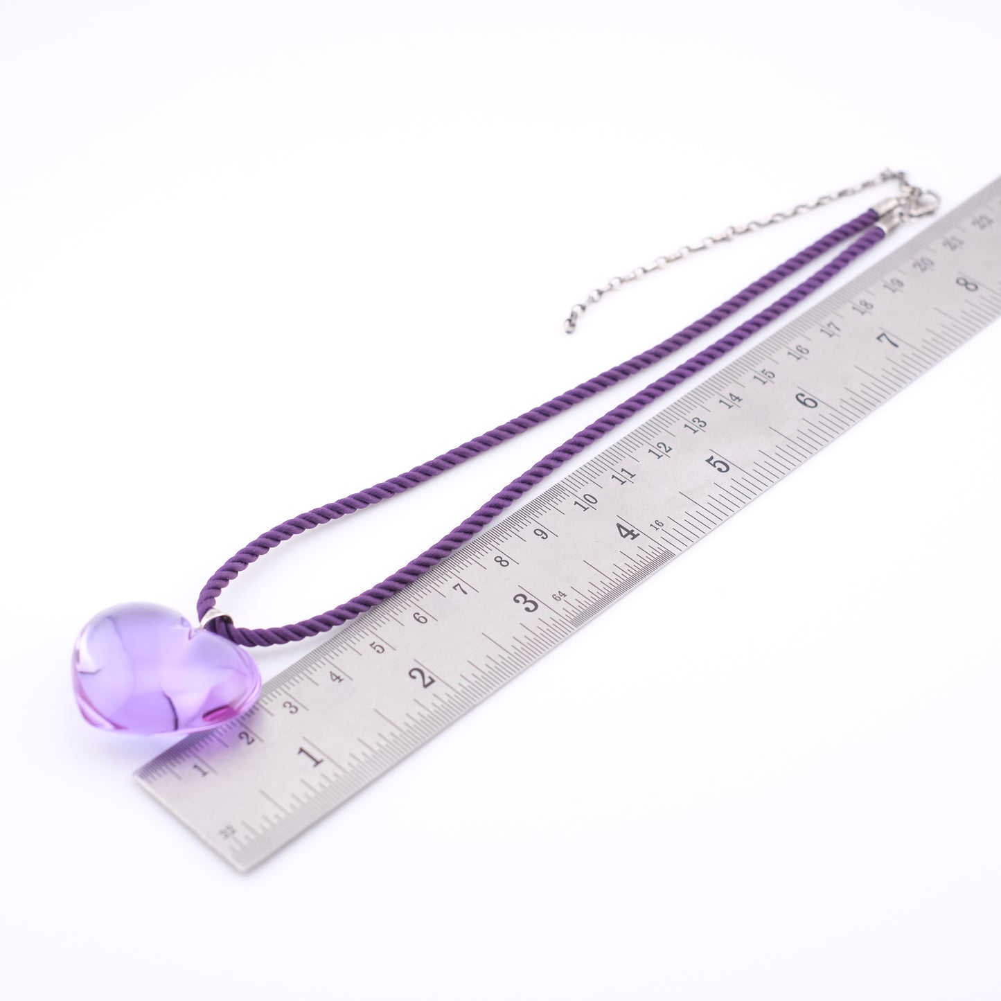 ❤️ Baccarat Crystal Heart Pendant Necklace – Purple Crystal on Cord