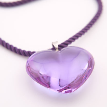 ❤️ Baccarat Crystal Heart Pendant Necklace – Purple Crystal on Cord