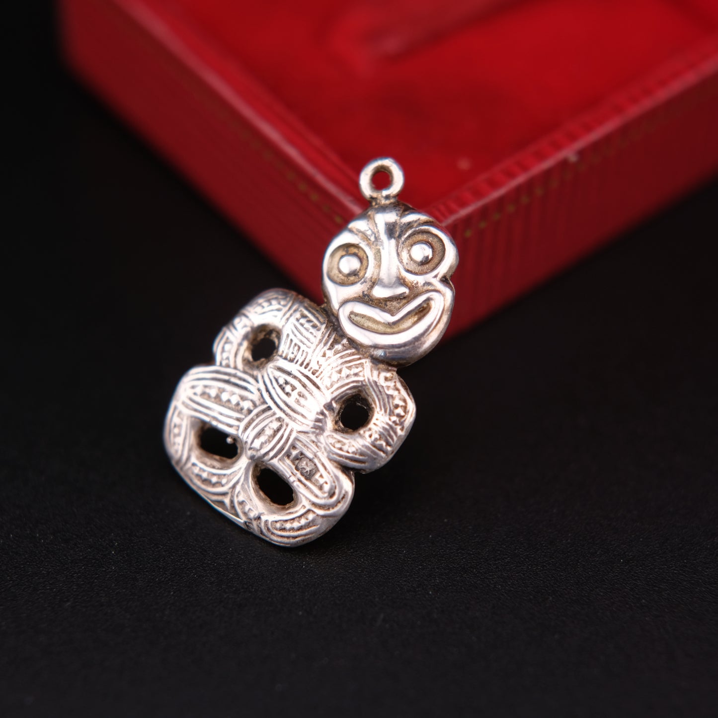 Vintage Sterling Silver Maori Tiki Pendant – Handcrafted Tribal Symbol of Protection