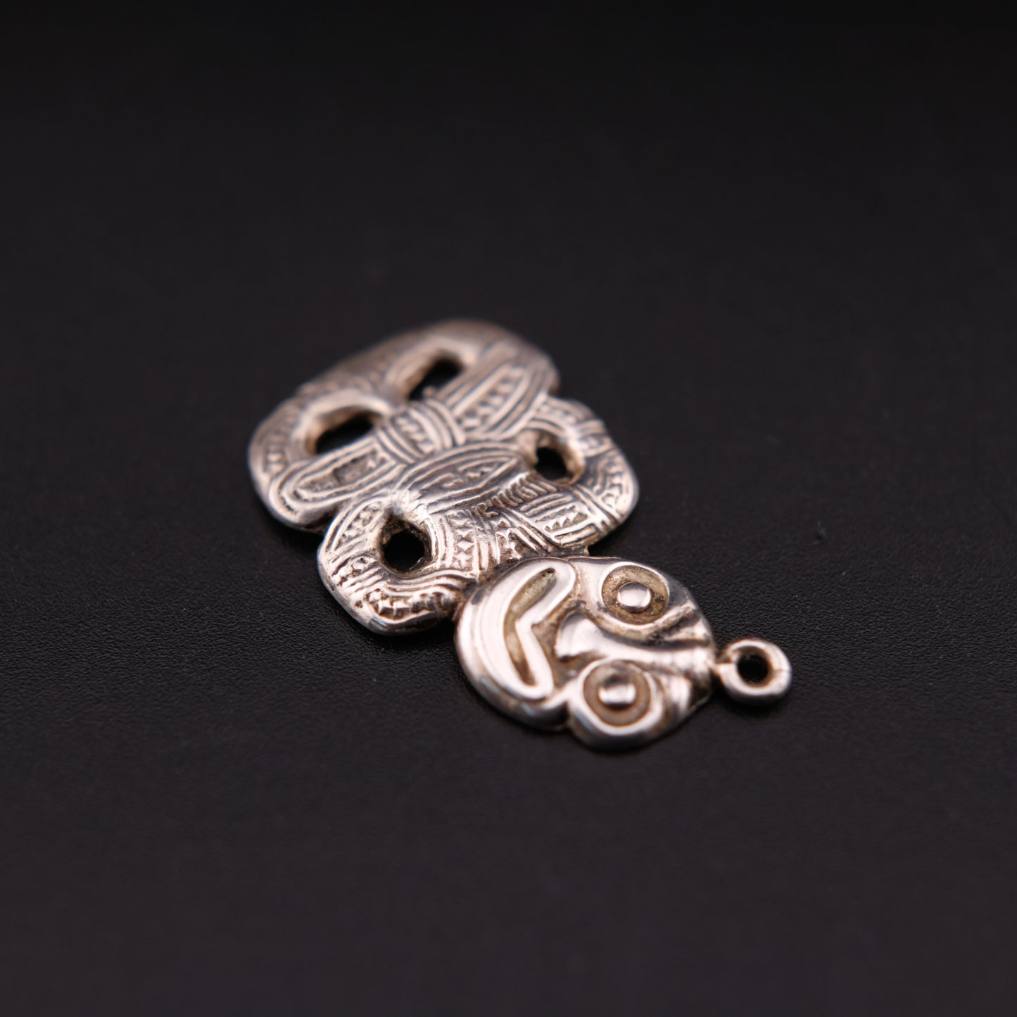Vintage Sterling Silver Maori Tiki Pendant – Handcrafted Tribal Symbol of Protection